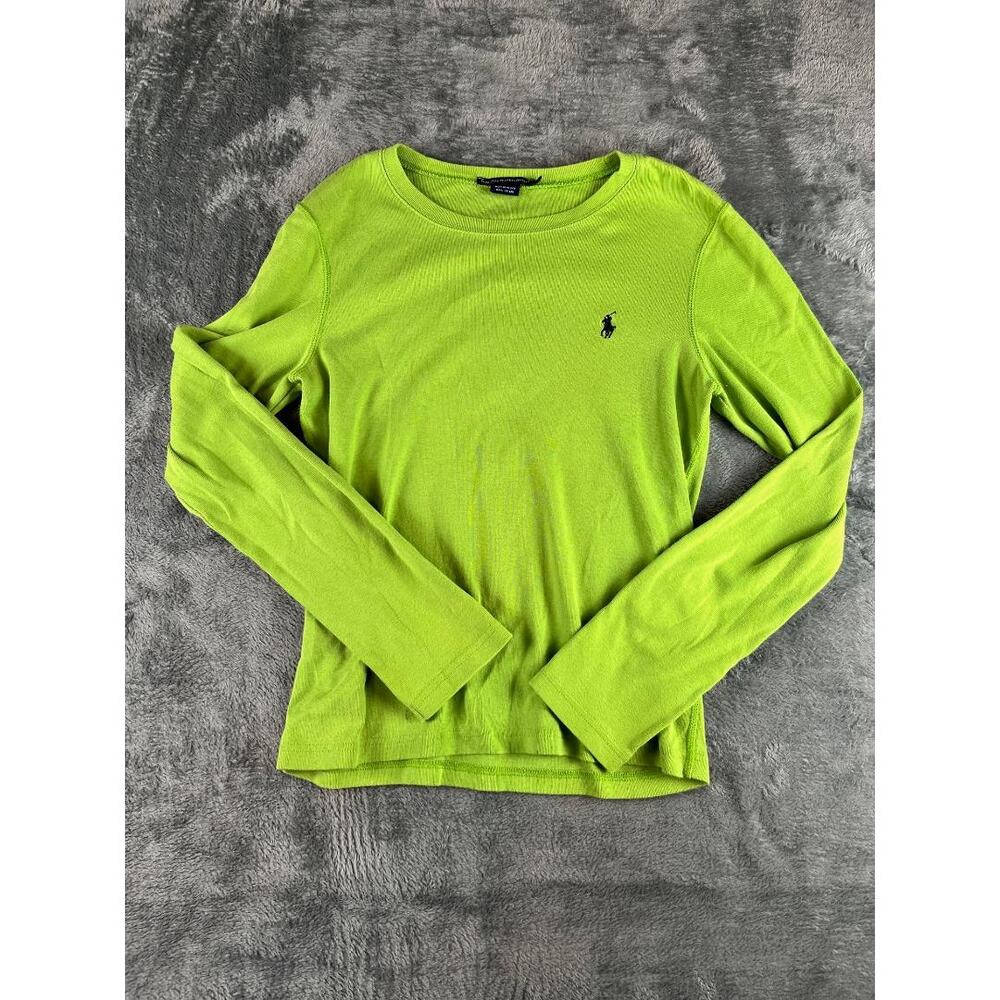 Ralph Lauren Sport Lime Green Long Sleeve Cotton Sweater Women's XL